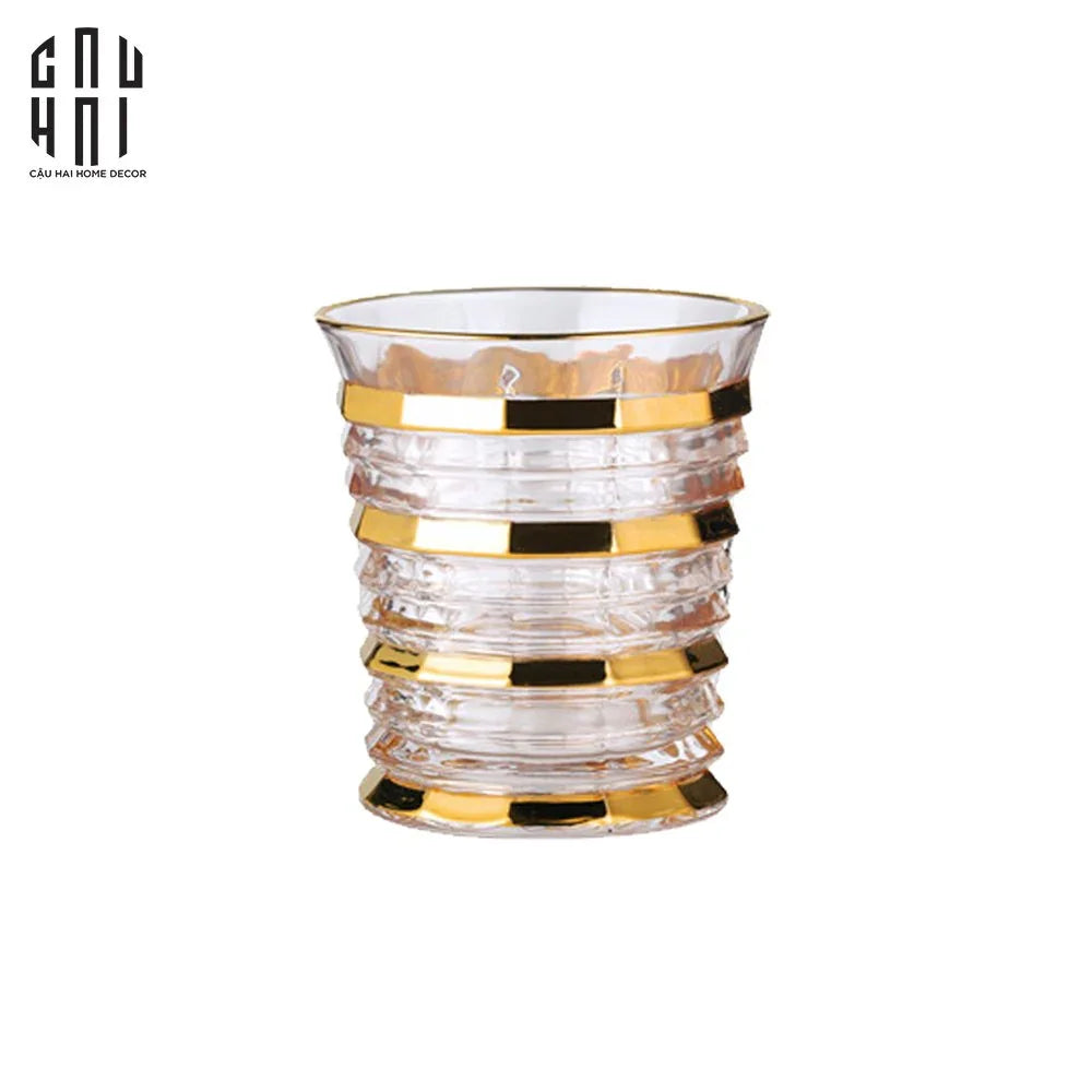 Ly Shot Brandy Whiskey Pha Lê Astral Allure Gold Lignes 320ml 11x10.5-CẬU HAI HOME DECOR