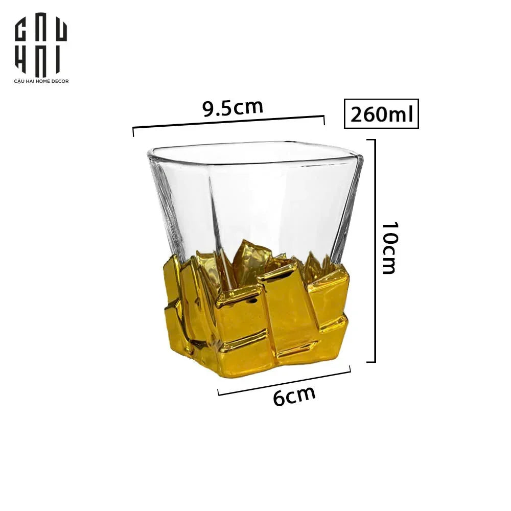 Ly Thuỷ Tinh Pixel Gold - Ss25-LY THỦY TINH-Đối tác tại Trung Quốc theo từng đơn đặt hàng-CẬU HAI HOME DECOR