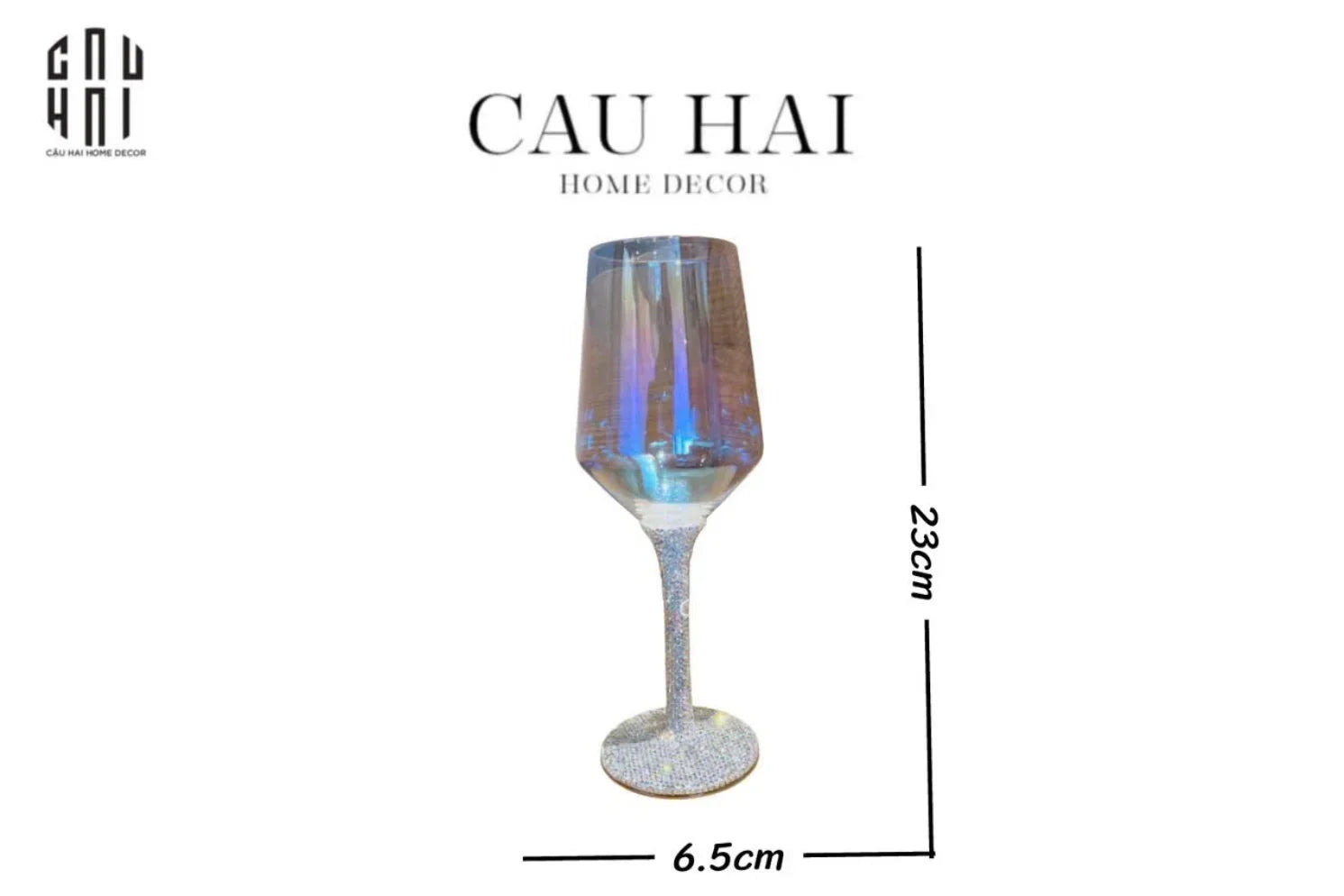 Ly Vang Thuỷ Tinh Đính Kim Cương - Diamond Bling Bling 6.5x23 450ML-CẬU HAI HOME DECOR