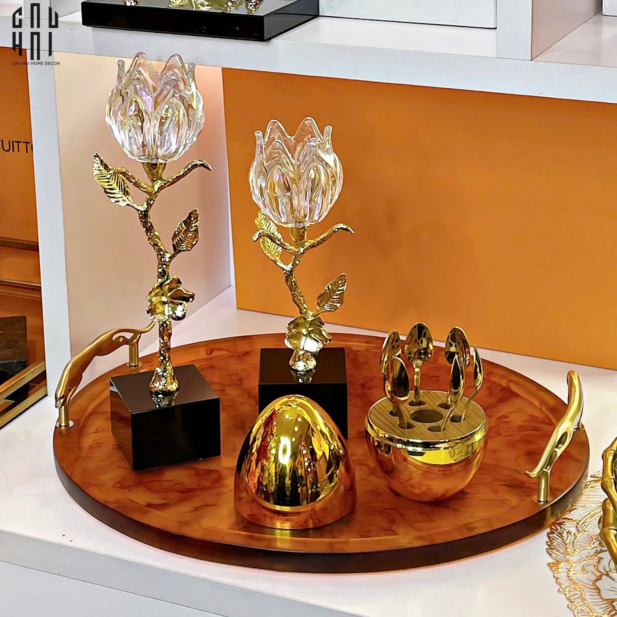 Maison Coutre - Khay Tròn Màu Hổ Phách Amber Savage D43-CẬU HAI HOME DECOR