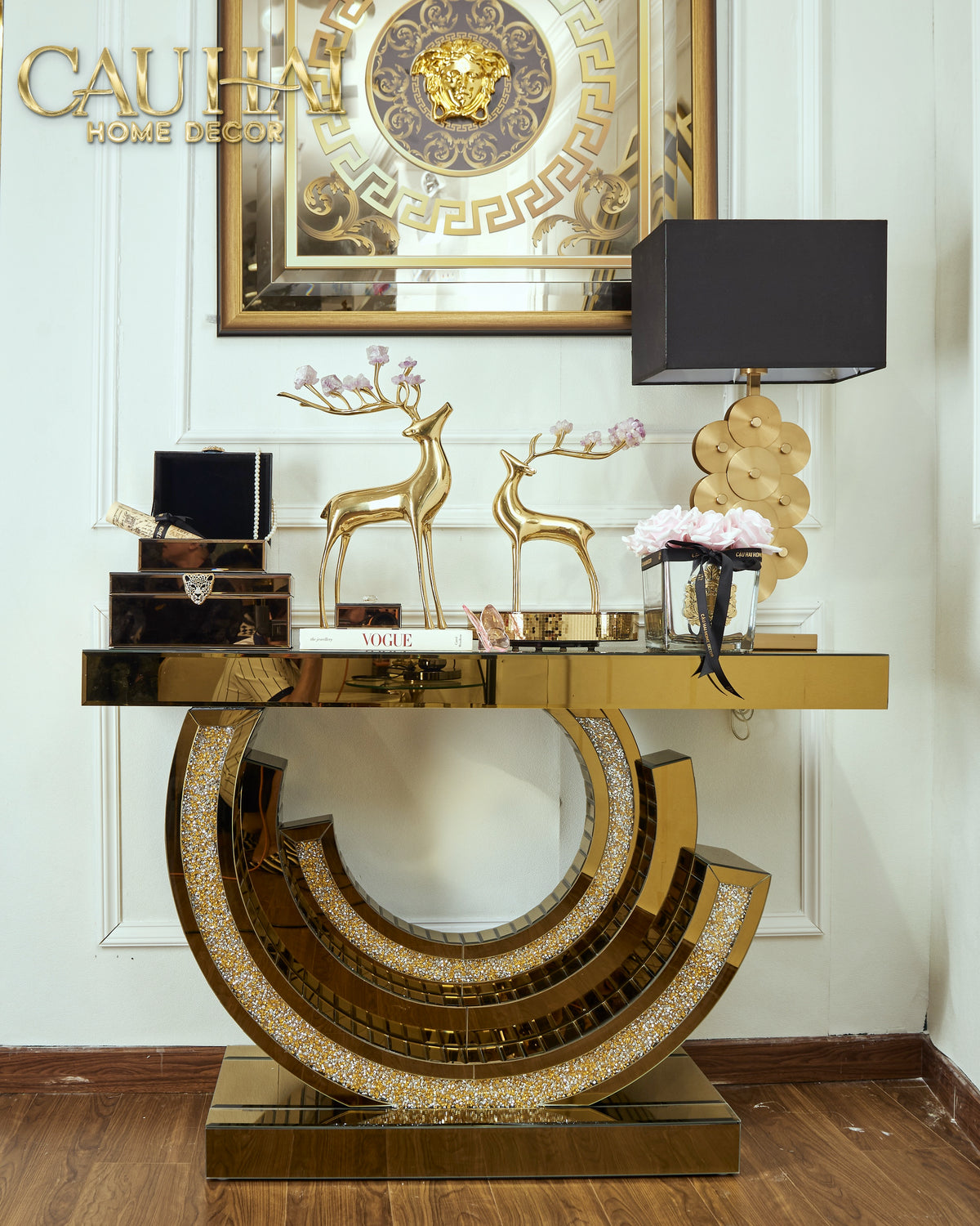 Maison Couture - Bàn Console Mirror Crescent Éclat Gold-BÀN CONSOLE - TỦ CONSOLE-CẬU HAI HOME DECOR-CẬU HAI HOME DECOR