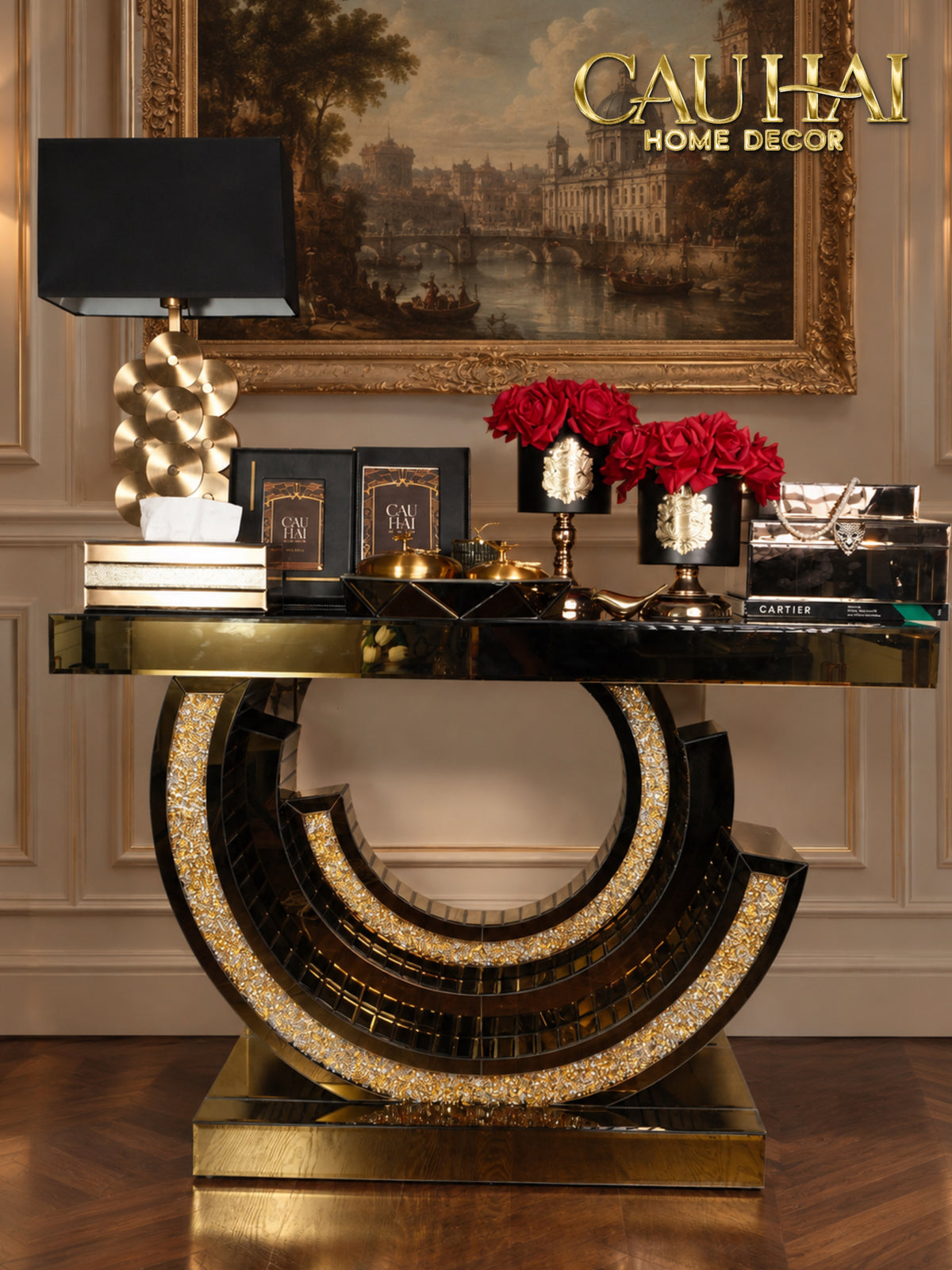 Maison Couture - Bàn Console Mirror Crescent Éclat Gold-BÀN CONSOLE - TỦ CONSOLE-CẬU HAI HOME DECOR-CẬU HAI HOME DECOR