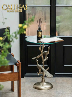 Maison Couture - Bàn Trà Góc Khổng Tước Bằng Đồng - Royale Aureate Paon Brasson Jardin Side Table H61-CẬU HAI HOME DECOR