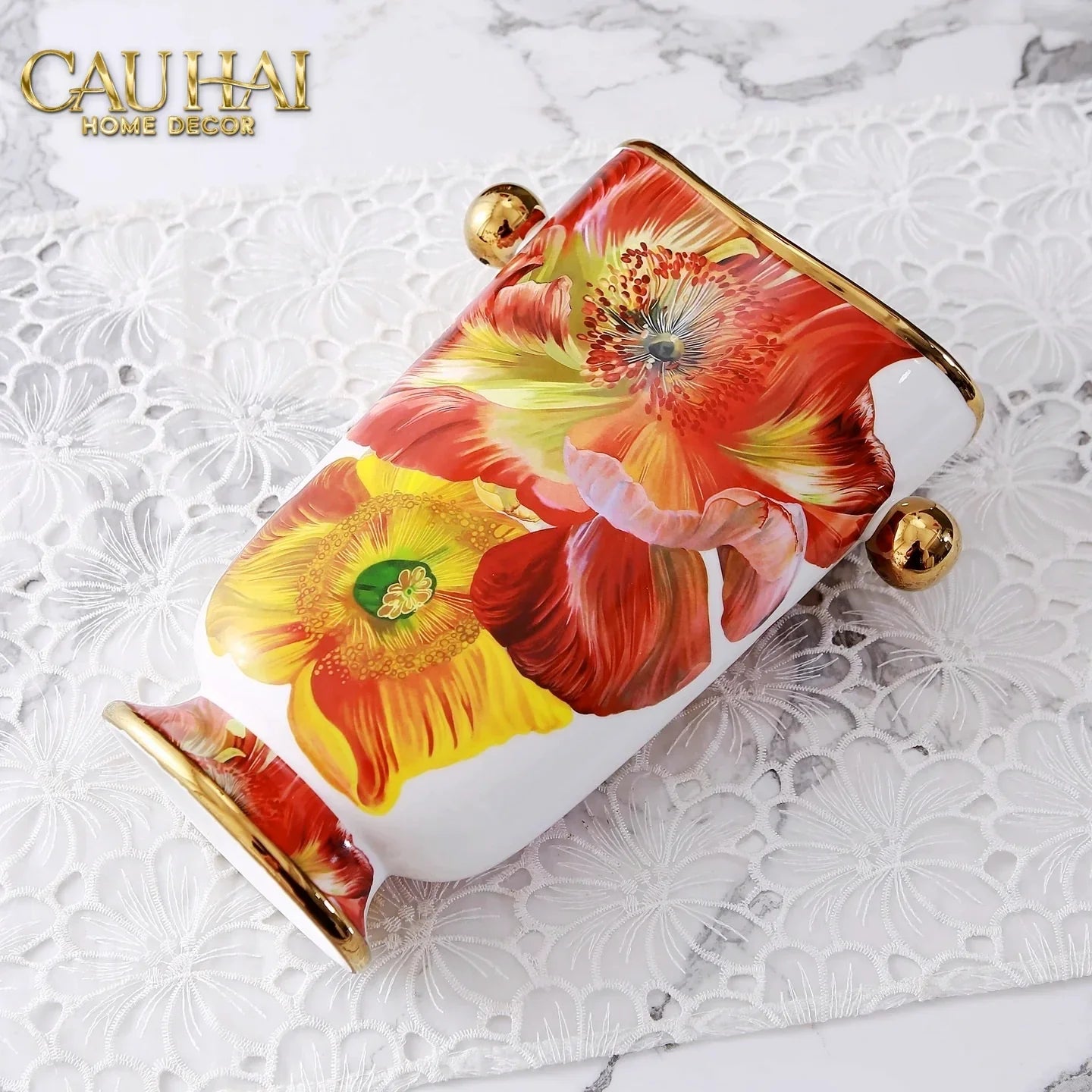 Maison Couture - Bình Hoa Bình Hoa Dáng Đàn Lyre - Prospérité Florissante - Lyre Silhouette Amphora Vase H28-CẬU HAI HOME DECOR