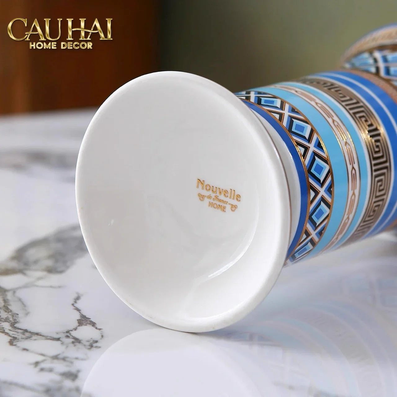 Maison Couture - Bình Hoa Colonne Impériale Azure H19-CẬU HAI HOME DECOR