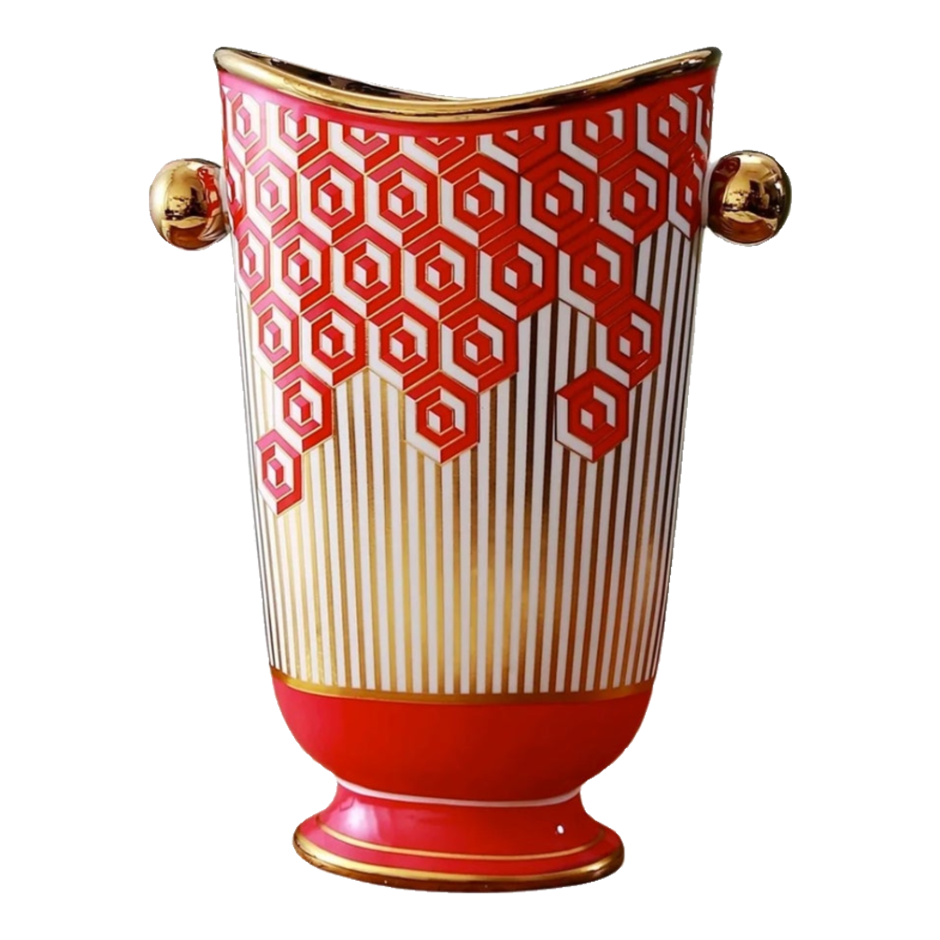 Maison Couture - Bình Hoa Dáng Đàn Lyre - Rouge Augure Amphora Vase Lyre Silhouette H28-BÌNH HOA-Đối tác tại Trung Quốc theo từng đơn đặt hàng-CẬU HAI HOME DECOR