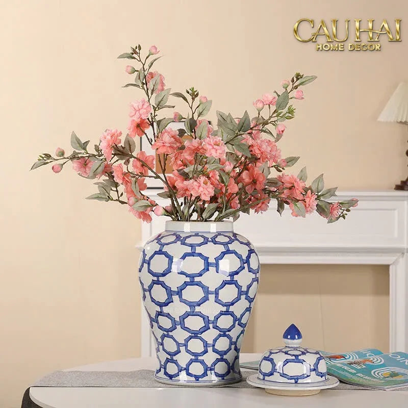 Maison Couture - Bình Hoa Gốm Sứ Cao Cấp Indochine Ginger Jar Oriental Heritage – Emerald Treillis 40-BÌNH HOA-Đối tác tại Trung Quốc theo từng đơn đặt hàng-CẬU HAI HOME DECOR