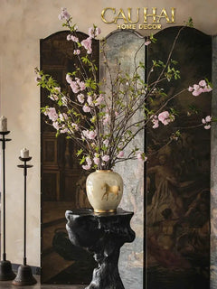 Maison Couture - Bình Hoa Gốm Sứ - Ngựa Dát Vàng Cheval Noble Ivoire Artisan Feuille D’Or Ceramic Vase H29-CẬU HAI HOME DECOR
