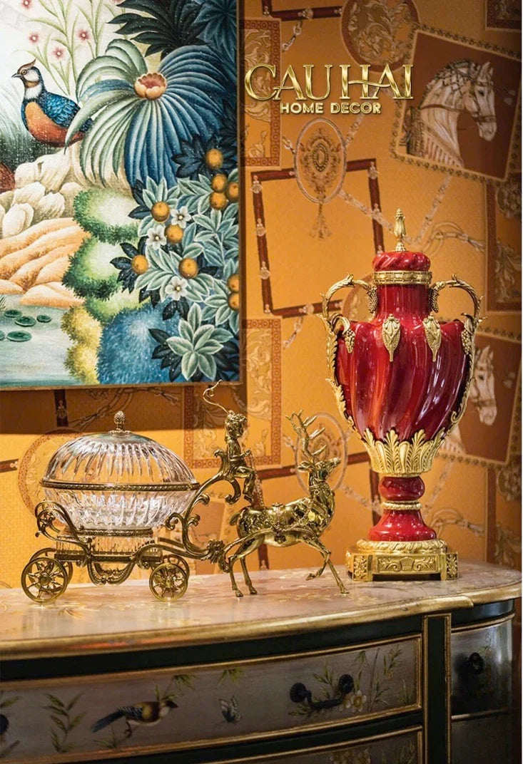 Maison Couture - Bình Hoa Imperium Empire Divin Vase - Column Urn Seraphim – Imperial Cobalt H56x22x29-CẬU HAI HOME DECOR