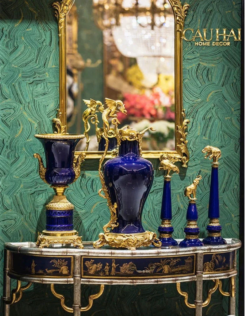 Maison Couture - Bình Hoa Imperium Empire Divin Vase - Column Urn Seraphim – Imperial Cobalt H56x22x29-BÌNH HOA-CẬU HAỊ HOME DECOR-CẬU HAI HOME DECOR