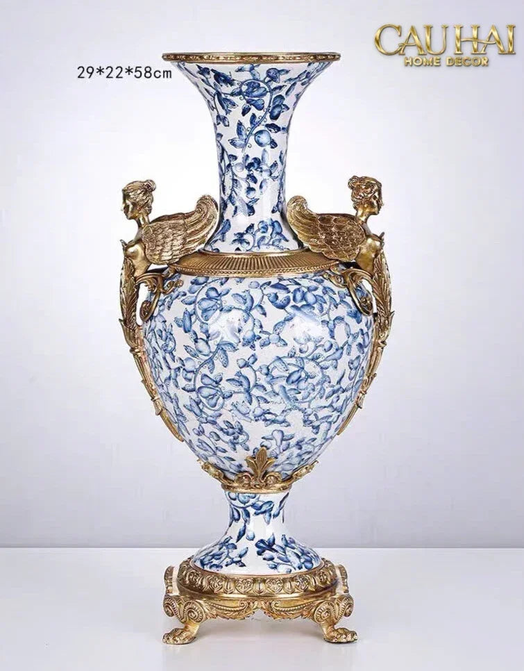 Maison Couture - Bình Hoa Imperium Empire Divin Vase - Column Urn Seraphim – Imperial Cobalt H56x22x29-BÌNH HOA-CẬU HAỊ HOME DECOR-CẬU HAI HOME DECOR
