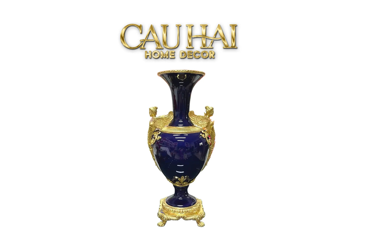 Maison Couture - Bình Hoa Imperium Empire Divin Vase - Column Urn Seraphim – Imperial Cobalt H56x22x29-BÌNH HOA-CẬU HAỊ HOME DECOR-CẬU HAI HOME DECOR