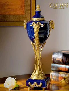 Maison Couture - Bình Hoa Imperium Empire Divin Vase - Column Urn Seraphim – Imperial Cobalt H56x22x29-CẬU HAI HOME DECOR