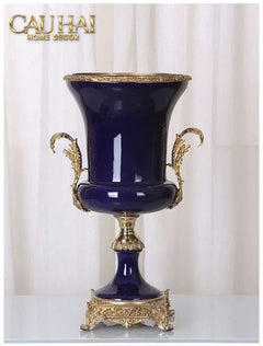 Maison Couture - Bình Hoa Imperium Empire Divin Vase - Column Urn Seraphim – Imperial Cobalt H56x22x29-CẬU HAI HOME DECOR