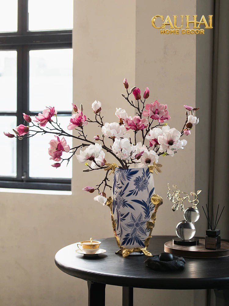 Maison Couture - Bình Hoa Imperium Empire Divine Vase - Dragonfly Horizon Urn Indochine Bleu H35x24x16-CẬU HAI HOME DECOR