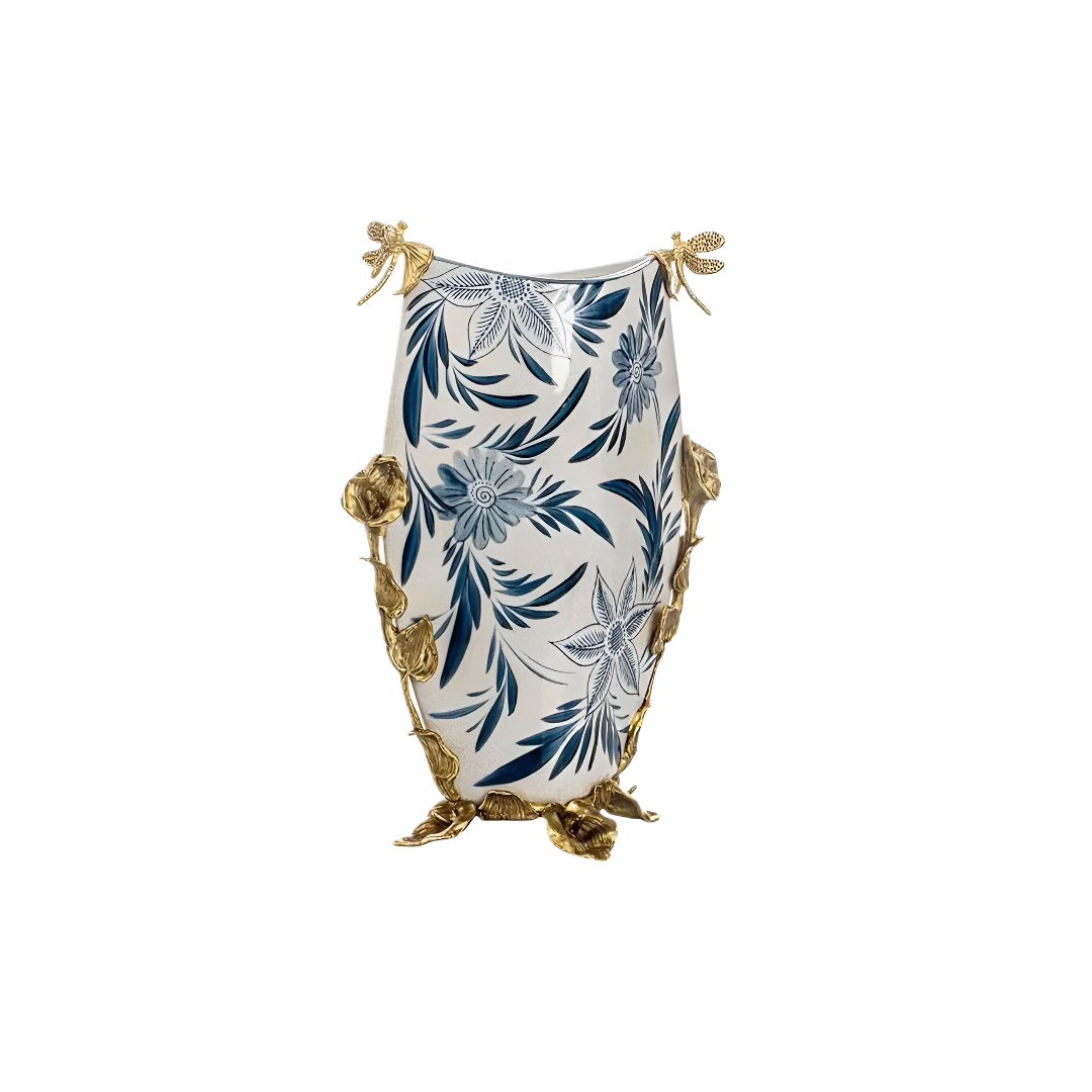 Maison Couture - Bình Hoa Imperium Empire Divine Vase - Dragonfly Horizon Urn Indochine Bleu H35x24x16-BÌNH HOA-CẬU HAỊ HOME DECOR-CẬU HAI HOME DECOR