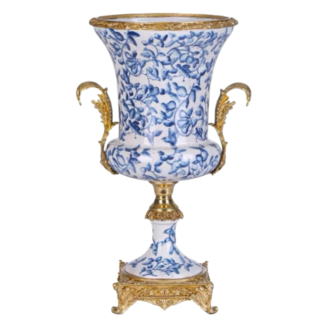 Maison Couture - Bình Hoa Imperium Empire Divine Vase - Indochine Revival Floréal Bleu Urn H40x28x23-BÌNH HOA-CẬU HAỊ HOME DECOR-CẬU HAI HOME DECOR