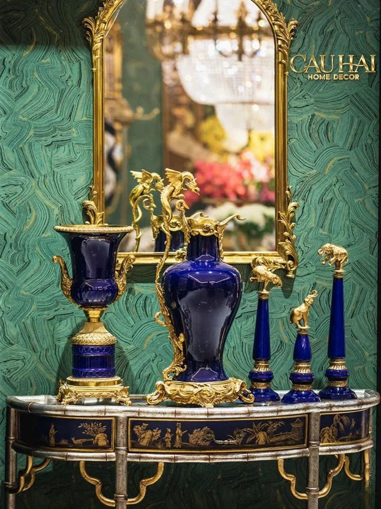 Maison Couture - Bình Hoa Imperium Empire Divine Vase - Laurel Amphora Miniature – Imperial Cobalt 30x21x21-BÌNH HOA-CẬU HAỊ HOME DECOR-CẬU HAI HOME DECOR