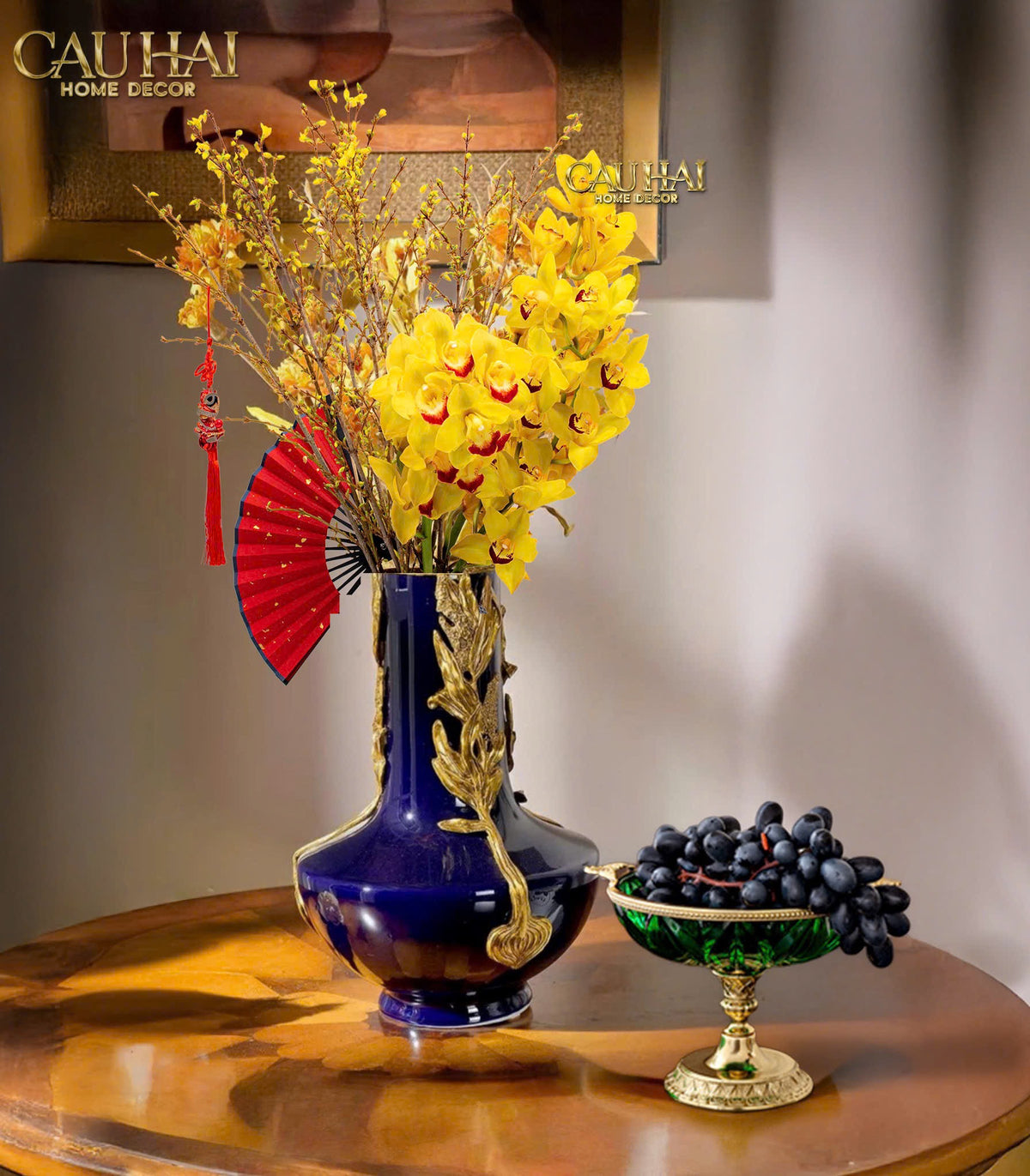 Maison Couture - Bình Hoa Imperium Empire Divine Vase - Laurel Amphora Miniature – Imperial Cobalt 30x21x21-BÌNH HOA-CẬU HAỊ HOME DECOR-CẬU HAI HOME DECOR