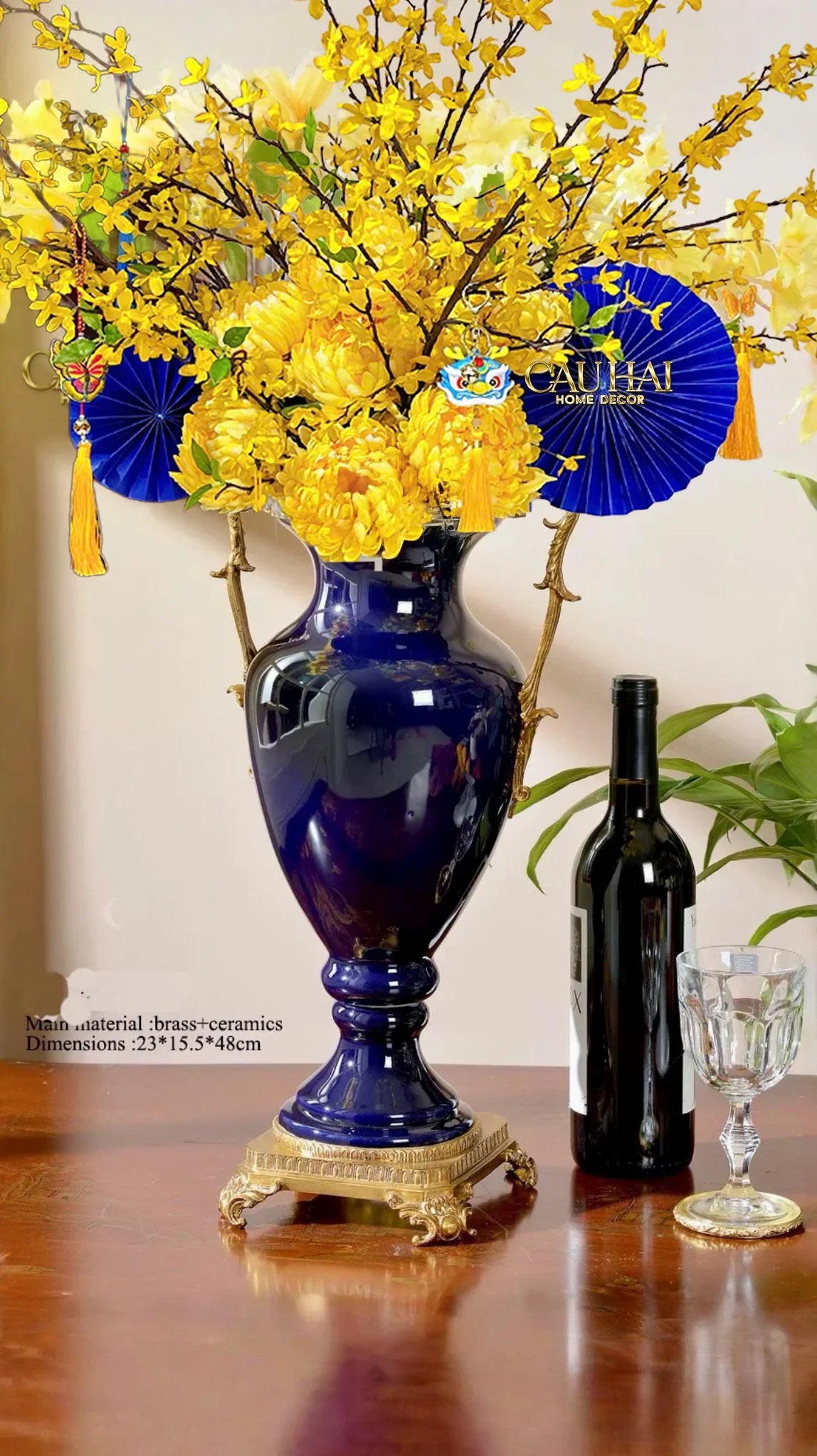 Maison Couture - Bình Hoa Imperium Empire Divine Vase - Laurel Amphora Miniature – Imperial Cobalt 30x21x21-CẬU HAI HOME DECOR