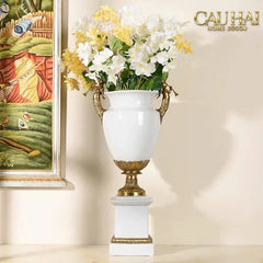 Maison Couture - Bình Hoa Imperium Empire Divine Vase - Papillon Pedestal – D’Ivoire H60x26x26-CẬU HAI HOME DECOR