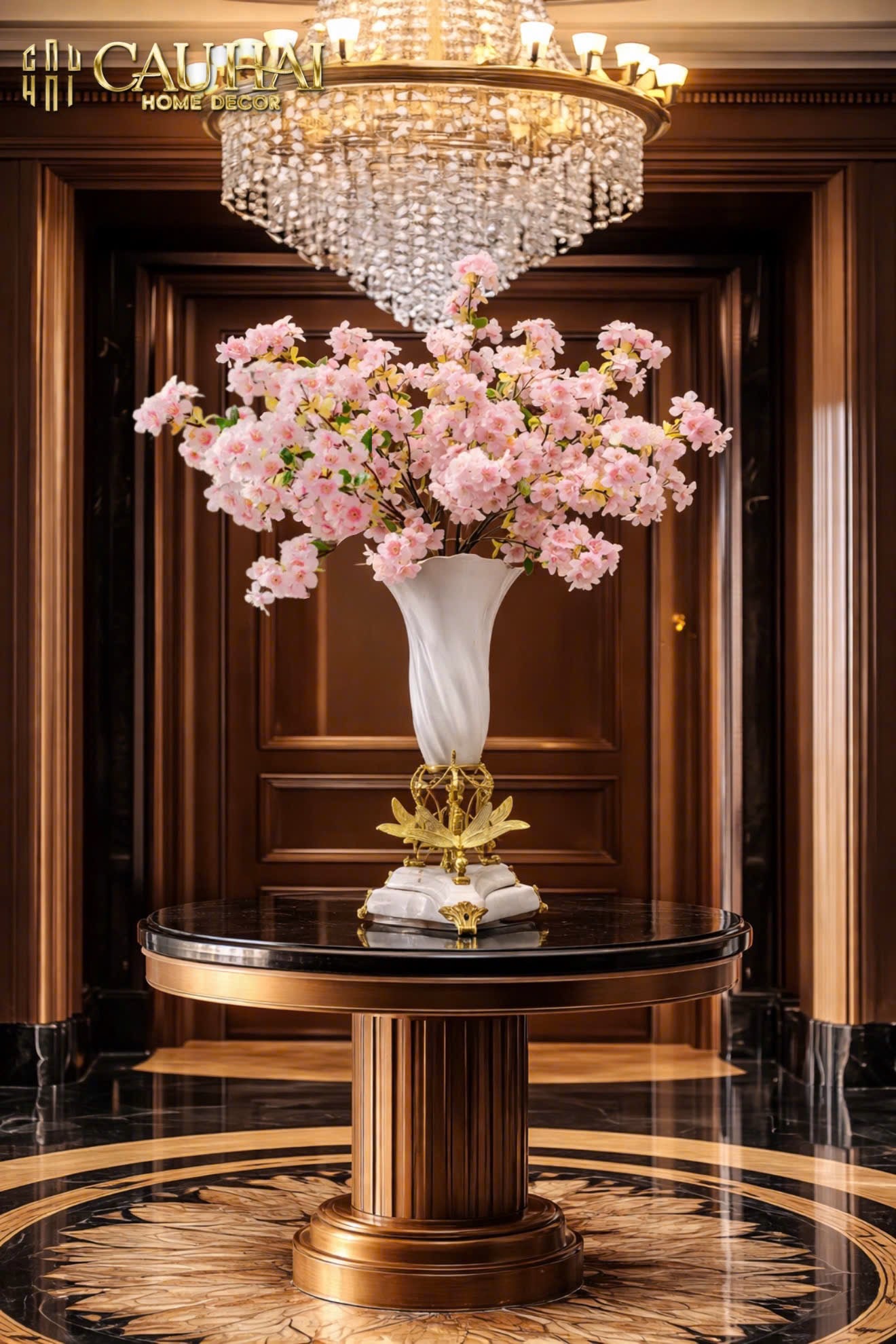 Maison Couture - Bình Hoa Imperium Empire Divine Vase - Papillon Pedestal – D’Ivoire H60x26x26-CẬU HAI HOME DECOR