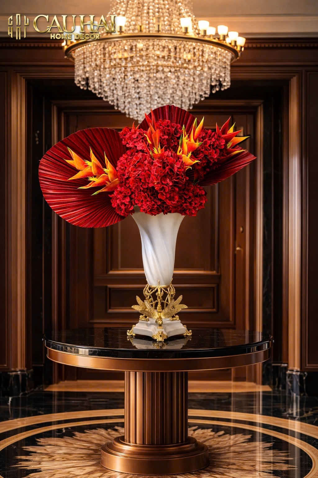 Maison Couture - Bình Hoa Imperium Empire Divine Vase - Papillon Pedestal – D’Ivoire H60x26x26-CẬU HAI HOME DECOR