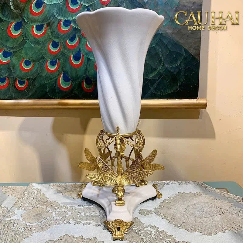 Maison Couture - Bình Hoa Imperium Empire Divine Vase - Papillon Pedestal – D’Ivoire H60x26x26-CẬU HAI HOME DECOR
