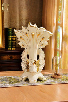 Maison Couture - Bình Hoa Khổng Tước Sứ Ngọc Cao Cấp Impérial Paon Empress Fan 33x48-CẬU HAI HOME DECOR