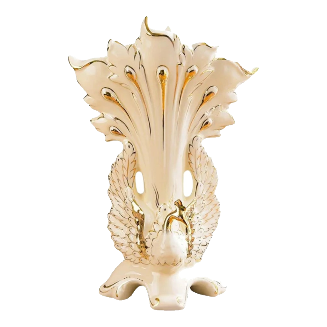 Maison Couture - Bình Hoa Khổng Tước Sứ Ngọc Cao Cấp Impérial Paon Empress Fan 33x48-BÌNH HOA-Đối tác tại Trung Quốc theo từng đơn đặt hàng-CẬU HAI HOME DECOR