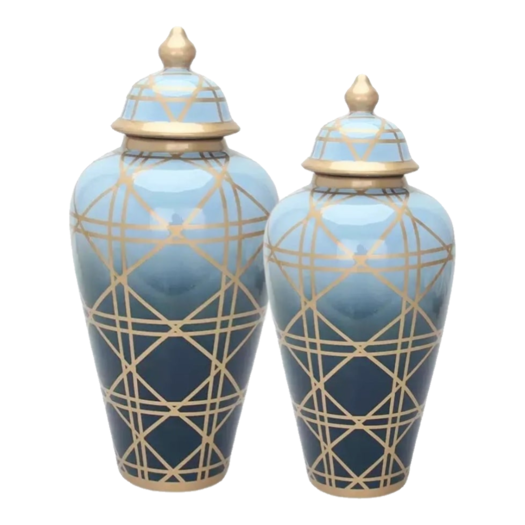 Maison Couture - Bình Hoa Ocean Gradation Cannage Porcelain H65/45-BÌNH HOA-Đối tác tại Trung Quốc theo từng đơn đặt hàng-CẬU HAI HOME DECOR