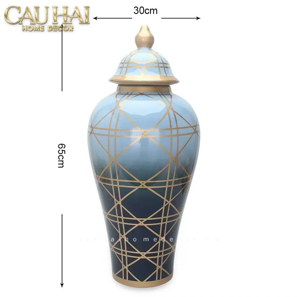 Maison Couture - Bình Hoa Ocean Gradation Cannage Porcelain H65/45-CẬU HAI HOME DECOR