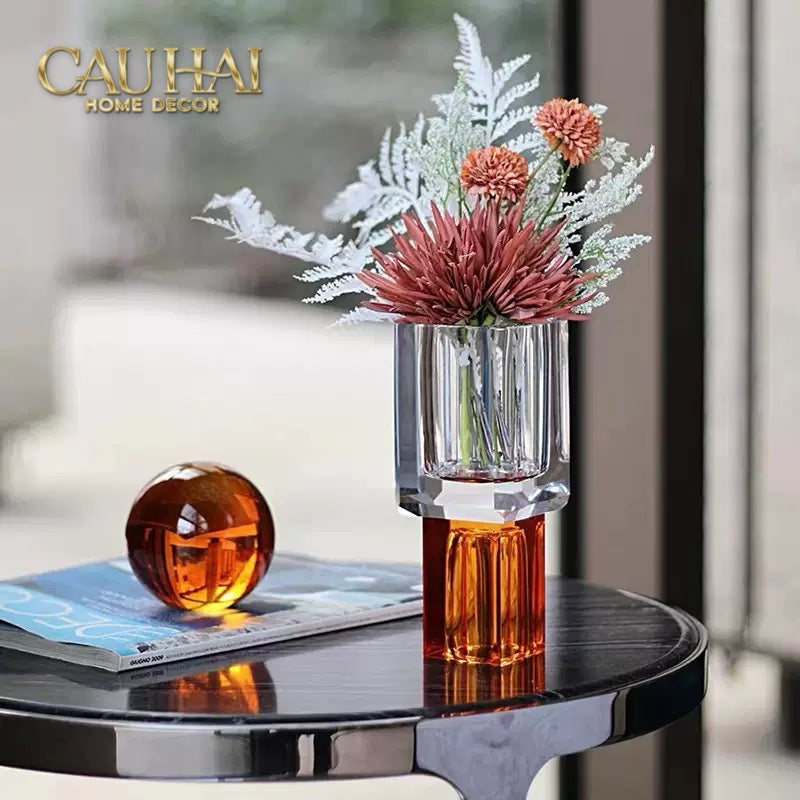 Maison Couture - Bình Hoa Pha Lê Atelier Émeraude Crystal Geometric Vessel 10x19-CẬU HAI HOME DECOR