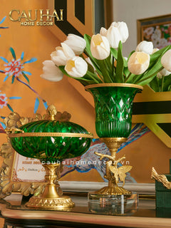 Maison Couture - Bình Hoa Pha Lê Brasson Papillon Emerald H30-CẬU HAI HOME DECOR