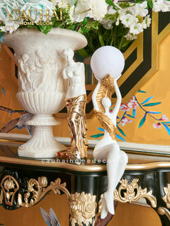 Maison Couture - Bình Hoa Phù Điêu Đá Sa Thạch Giả Ngọc - Amphora Des Dieux Dionysien - Patrimoine H47xM35-CẬU HAI HOME DECOR