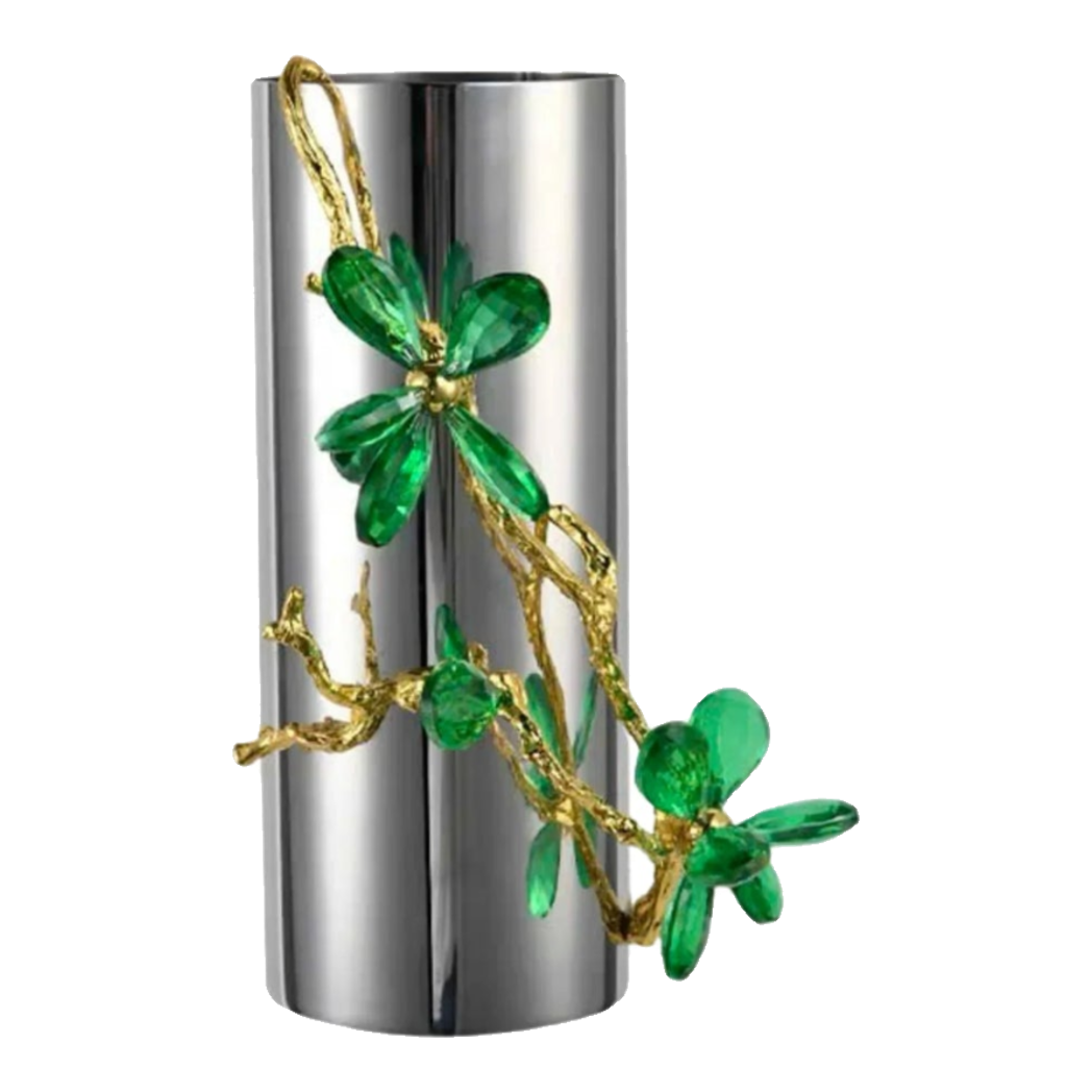 Maison Couture - Bình Hoa Platium Đá Pha Lê Emerald Métallique Aurum Branche 17x14x31-BÌNH HOA-Đối tác tại Trung Quốc theo từng đơn đặt hàng-CẬU HAI HOME DECOR