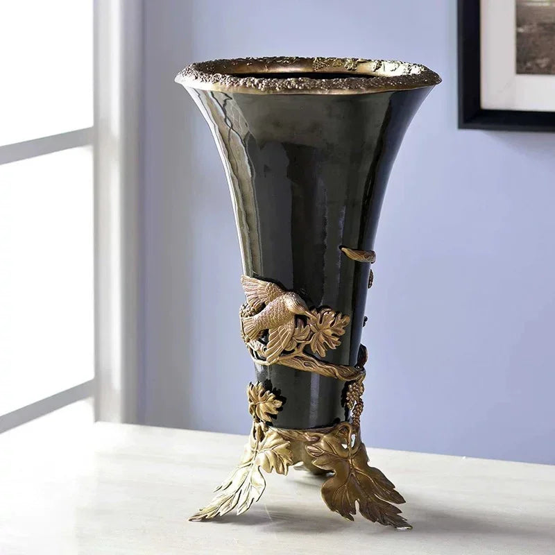 Maison Couture – Bình Hoa Sứ Đồng Imperium Empire Amphora Of Dionysus - Barocco Divine Vase H52-CẬU HAI HOME DECOR
