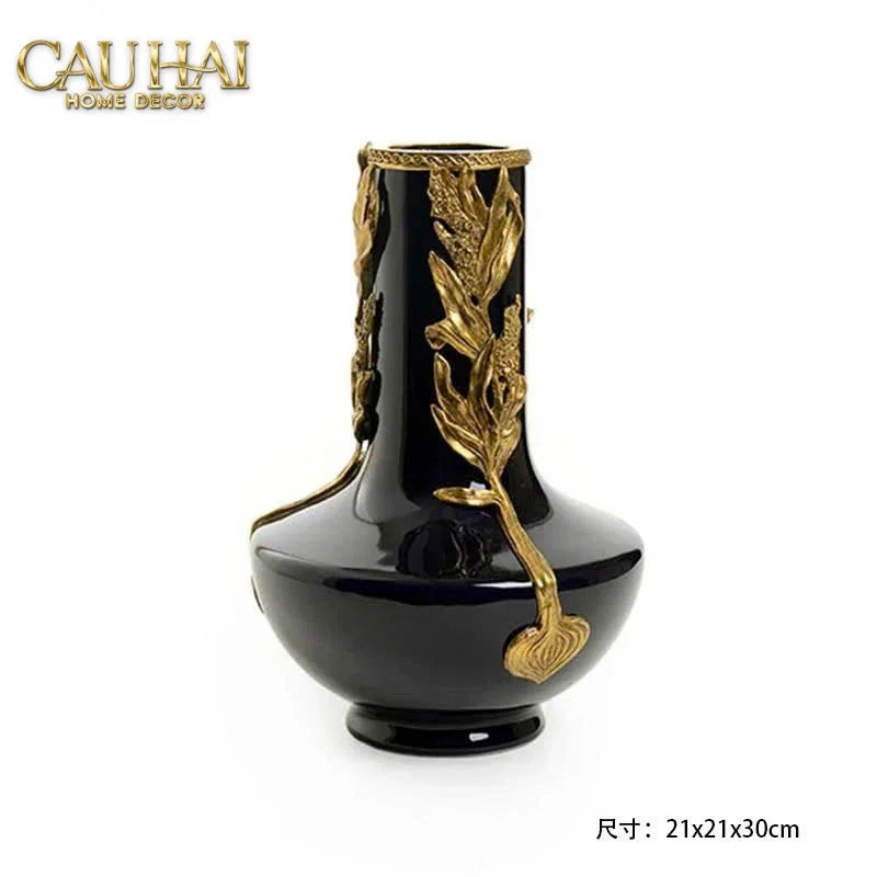 Maison Couture – Bình Hoa Sứ Đồng Imperium Empire Amphora Of Dionysus - Barocco Divine Vase H52-CẬU HAI HOME DECOR