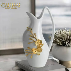 Maison Couture - Bình Hoa Sứ Trắng Orchidée d’Or Vase Éwer H34-CẬU HAI HOME DECOR
