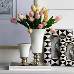 Maison Couture - Bình Hoa Sứ Trắng Venice AB House Manhattan Vibe 11x20-CẬU HAI HOME DECOR