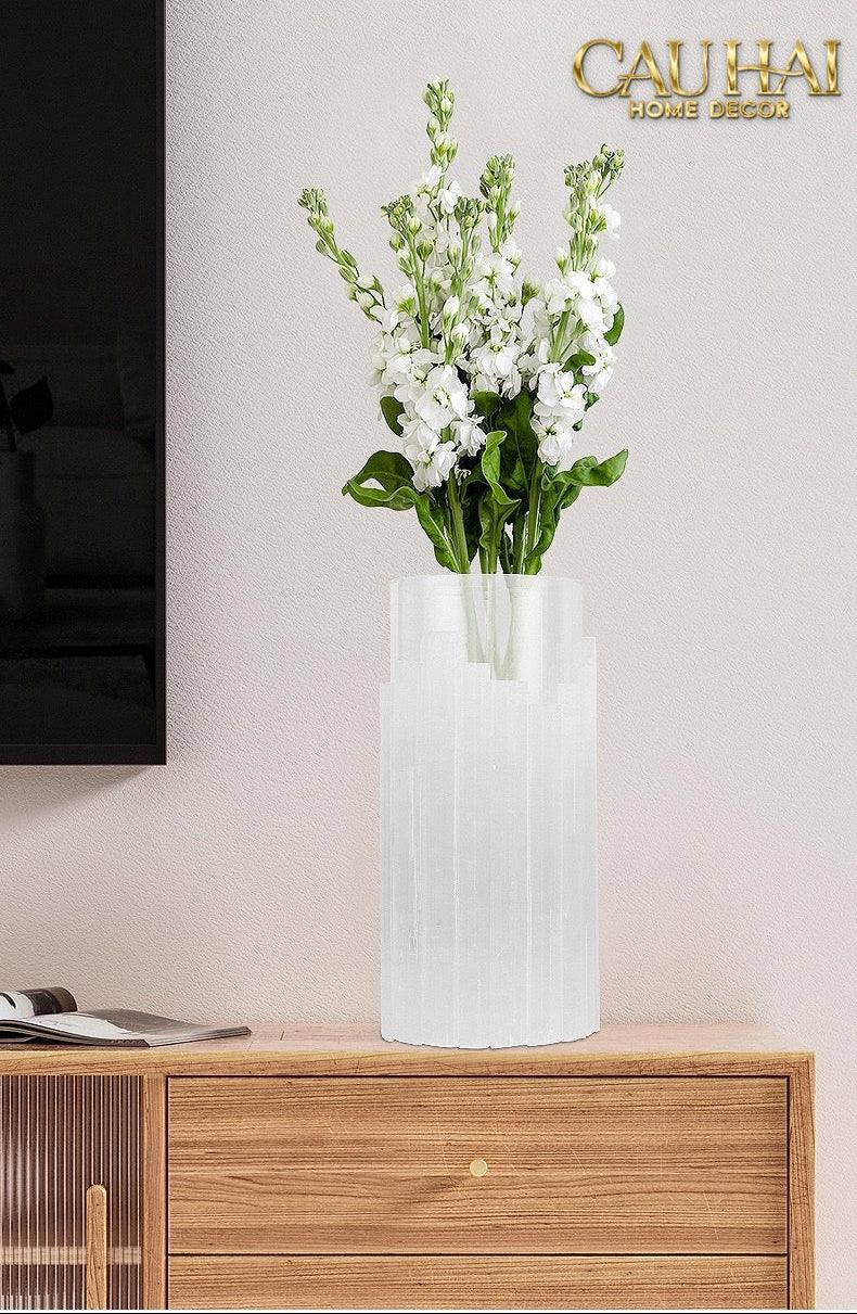 Maison Couture - Bình Hoa Thạch Anh Trắng Elite Quartz Allure Gemstone Vases H30-CẬU HAI HOME DECOR