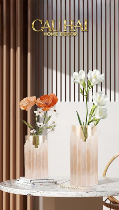Maison Couture - Bình Hoa Thạch Anh Trắng Elite Quartz Allure Gemstone Vases H30-CẬU HAI HOME DECOR