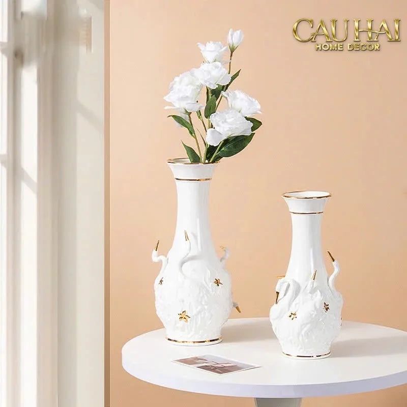 Maison Couture - Bình Hoa Thiên Nga - Odette Impériale Swan Princess Vase H31-CẬU HAI HOME DECOR
