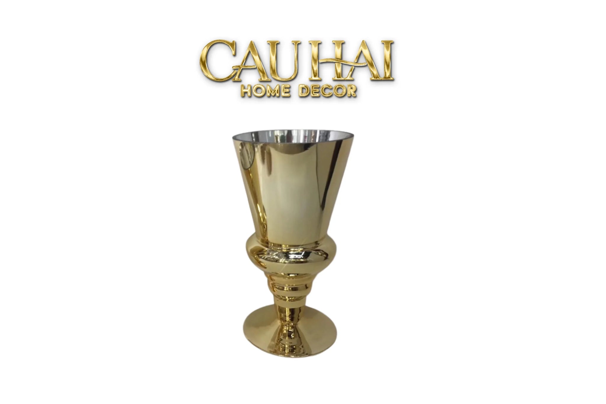 Maison Couture - Bình Hoa Thuỷ Tinh Mạ Vàng Cristallerie Dorée Impériale Goblet Vessel 19x34-CẬU HAI HOME DECOR