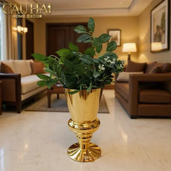 Maison Couture - Bình Hoa Thuỷ Tinh Mạ Vàng Cristallerie Dorée Impériale Goblet Vessel 19x34-CẬU HAI HOME DECOR