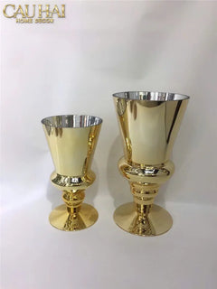 Maison Couture - Bình Hoa Thuỷ Tinh Mạ Vàng Cristallerie Dorée Impériale Goblet Vessel 19x34-CẬU HAI HOME DECOR