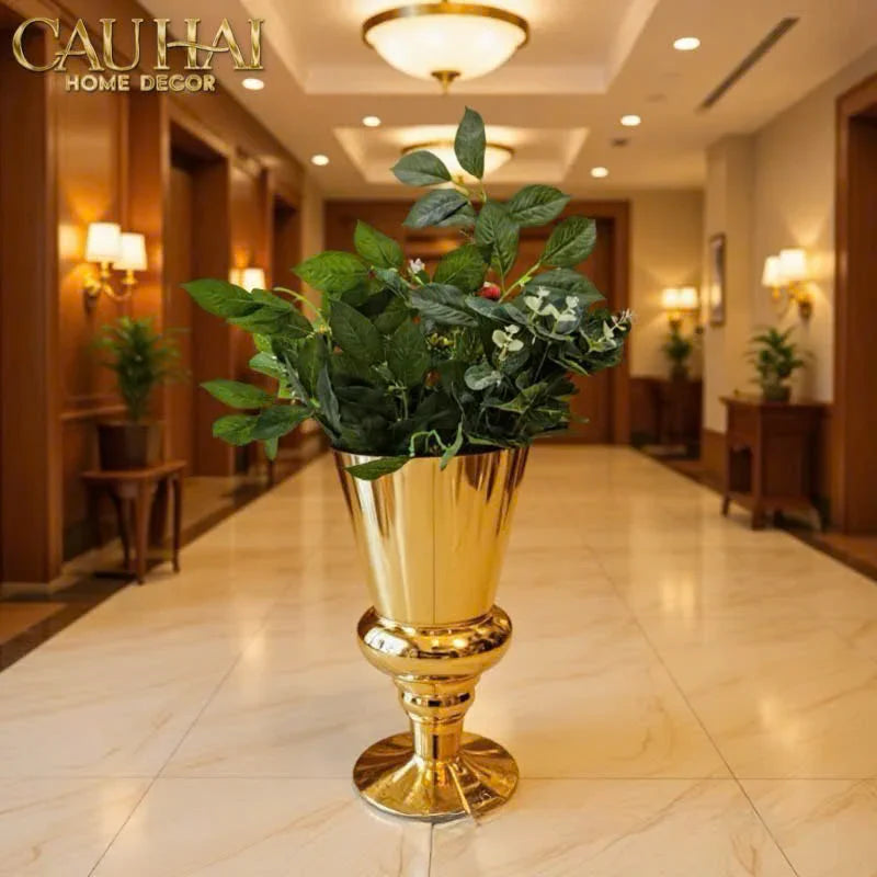 Maison Couture - Bình Hoa Thuỷ Tinh Mạ Vàng Cristallerie Dorée Impériale Goblet Vessel 19x34-CẬU HAI HOME DECOR