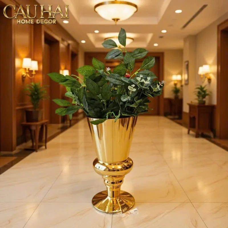 Maison Couture - Bình Hoa Thuỷ Tinh Mạ Vàng Cristallerie Dorée Impériale Goblet Vessel 19x34-CẬU HAI HOME DECOR