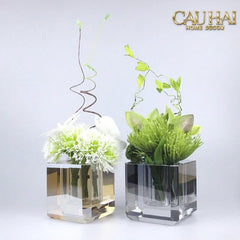 Maison Couture - Bình Lọ Hoa Pha Lê Lập Phương Savoir Ambre Cube Vase – Modern Cristalleries Block 10x10x10-CẬU HAI HOME DECOR
