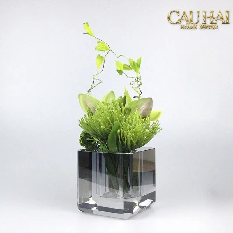 Maison Couture - Bình Lọ Hoa Pha Lê Lập Phương Savoir Ambre Cube Vase – Modern Cristalleries Block 10x10x10-CẬU HAI HOME DECOR